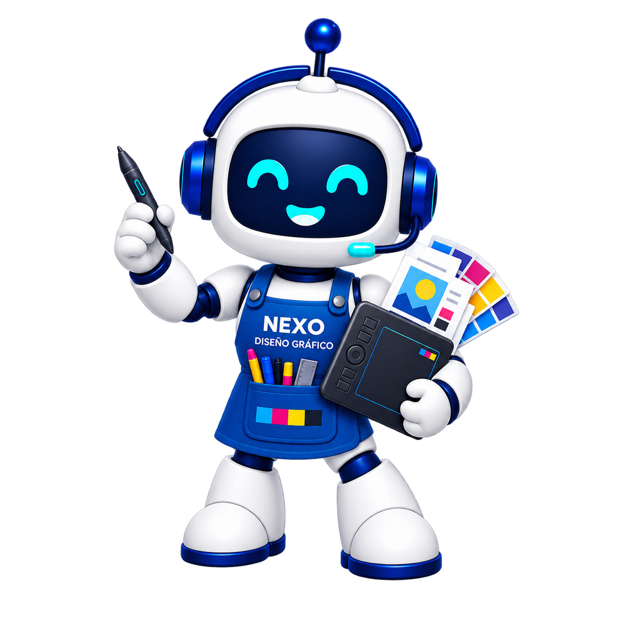 Nexo con tableta gráfica y muestras de diseño para el servicio de diseño personalizado.