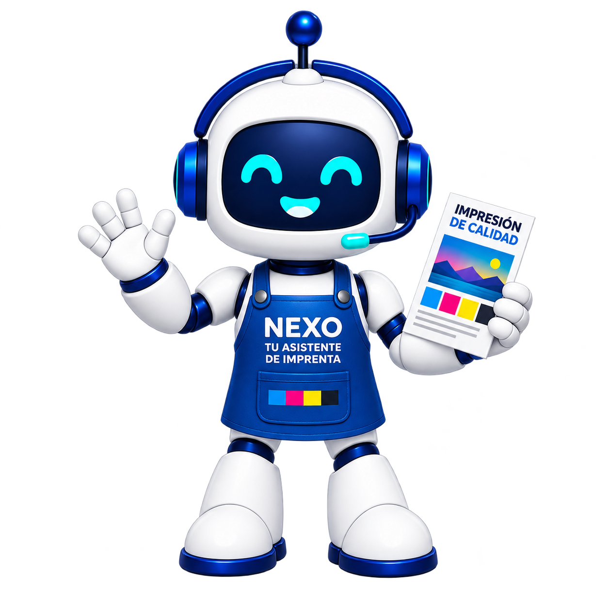 Nexo presentando una muestra de impresión de calidad.