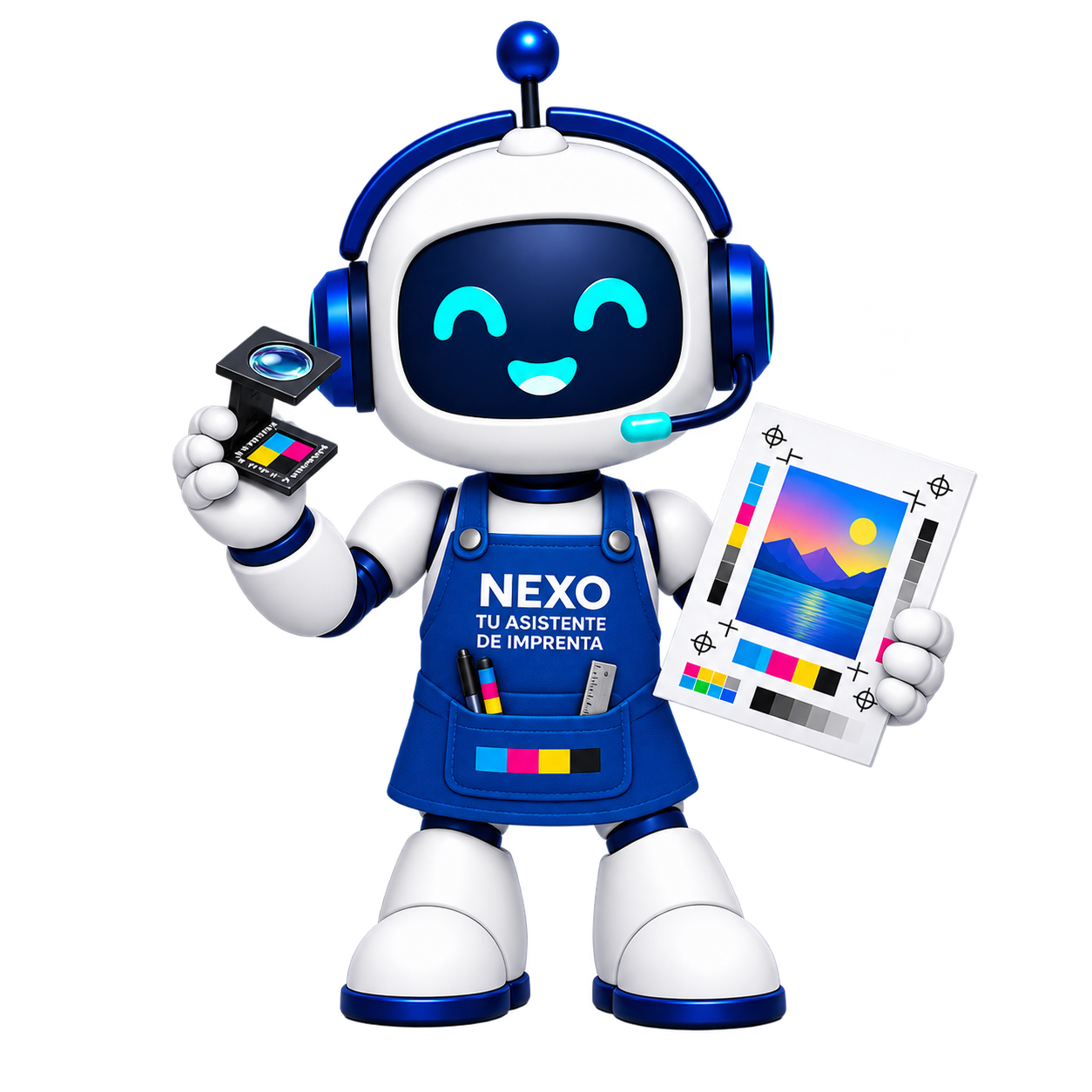 Nexo revisando una prueba gráfica de preimpresión antes de producir.